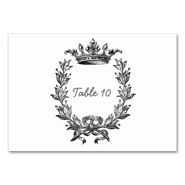 Numéro De Table Couronne vintage et couronne (Devant)