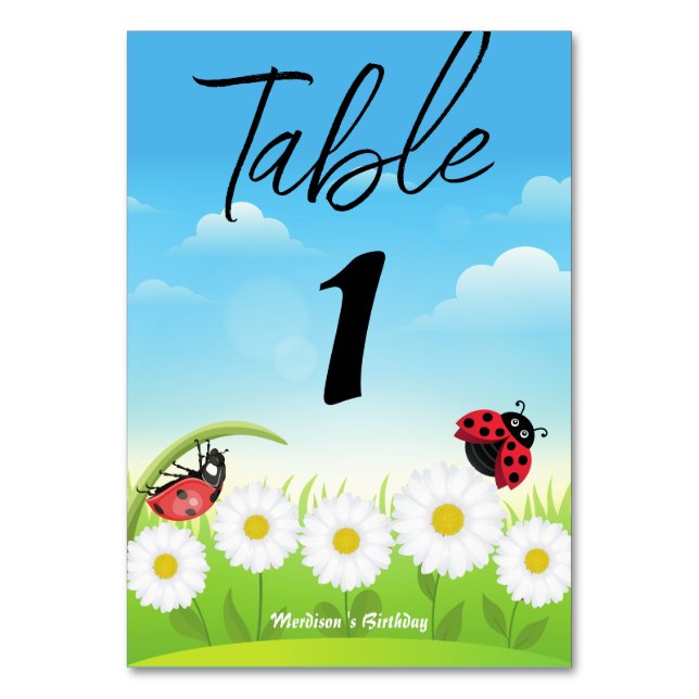 Numéro De Table Coute Polka point Ladybug Daisy Flower fête d'anni (Par défaut)