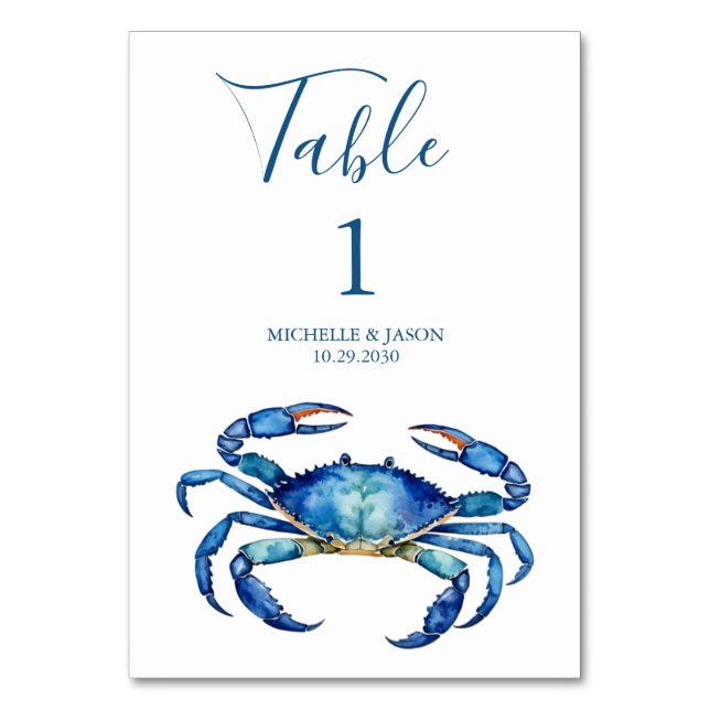Numéro De Table Crabe à l'aquarelle tendance Nautilus  (Par défaut)