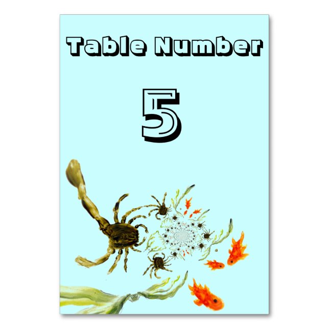 Numéro De Table Crabs de piscine de roche et poissons Art de bord  (Par défaut)