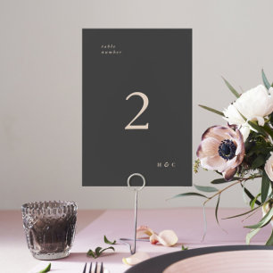 Numéro De Table Cream Charcoal Moderne Élégant Mariage à deux tons