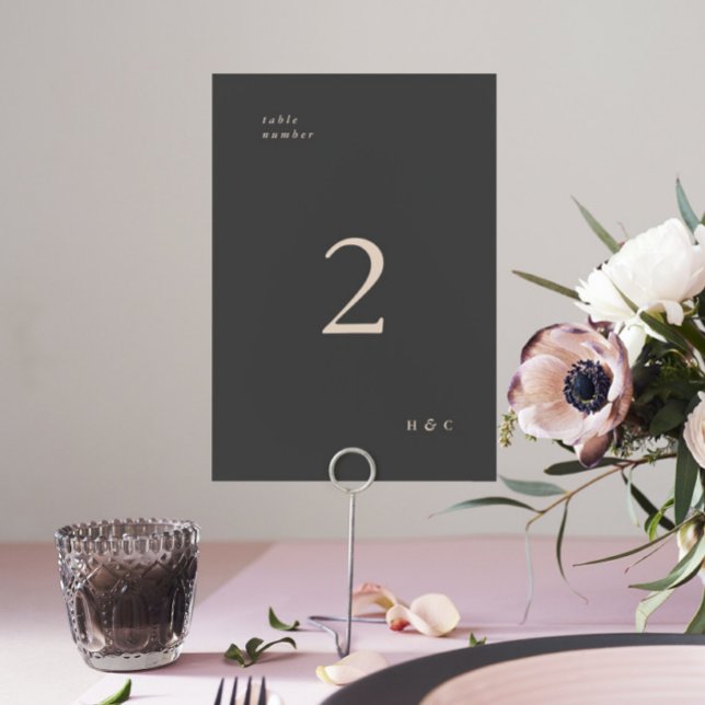 Numéro De Table Cream Charcoal Moderne Élégant Mariage à deux tons (Créateur téléchargé)