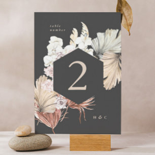 Numéro De Table Crème de Charbon Pampas Grass Floral Jungle Mariag