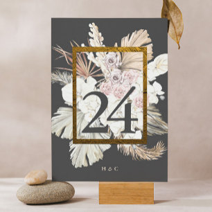 Numéro De Table Crème de Charbon Pampas Grass Floral Jungle Mariag