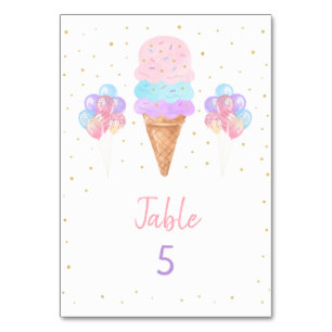 Numéro De Table Crème de glace arc-en-ciel Or rose Anniversaire