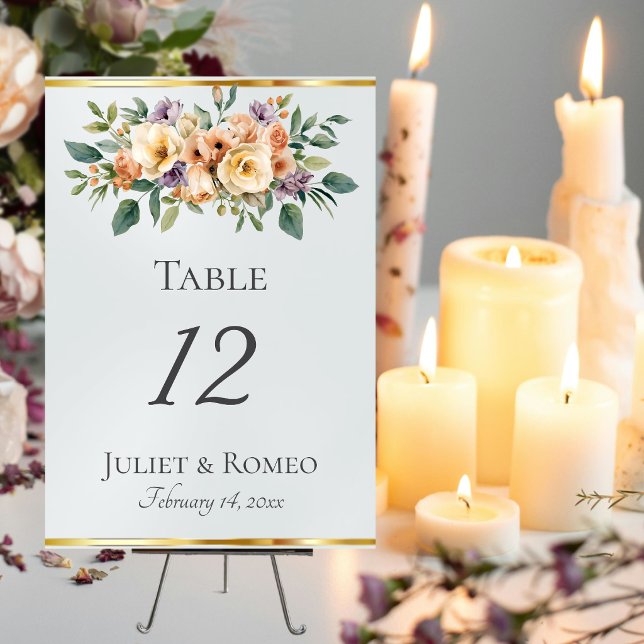 Numéro De Table Crème Floral & Ruban - Blanc Perle (Créateur téléchargé)