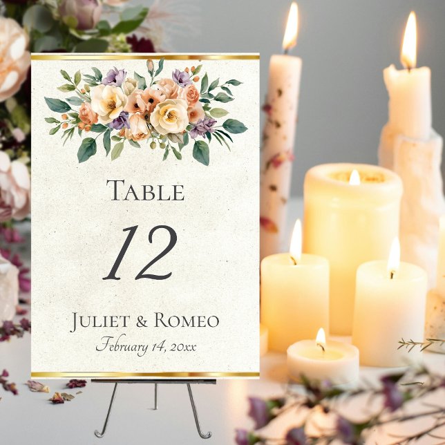 Numéro De Table Crème Floral & Ruban - Crème (Créateur téléchargé)