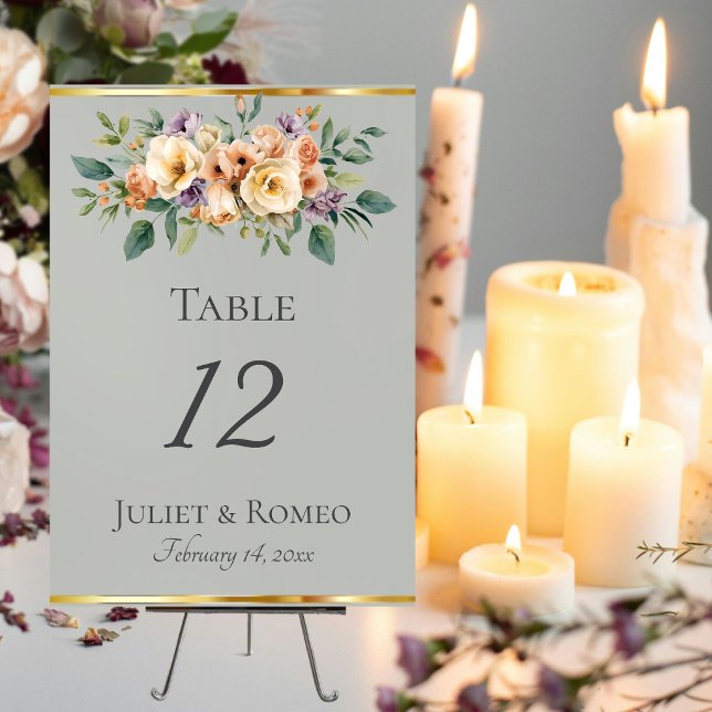 Numéro De Table Crème Floral & Ruban - Sauge (Créateur téléchargé)