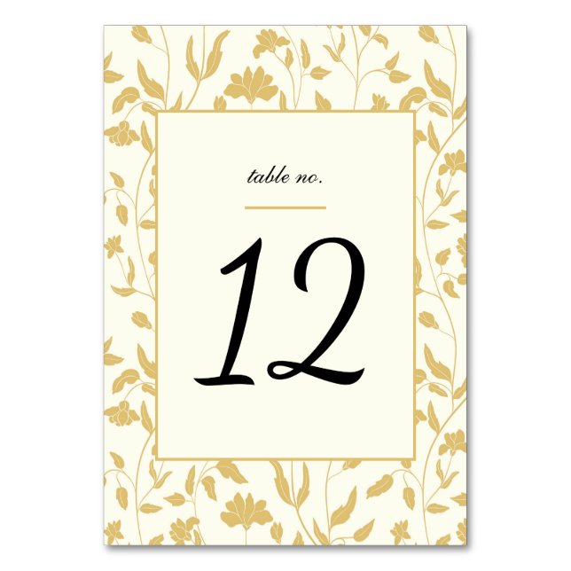 Numéro De Table Crème florale et Mariage or (Par défaut)