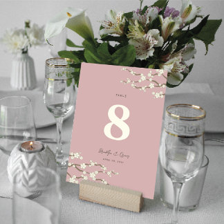 Numéro De Table Crème Sakura Cerry Blossoms Élégant Mariage asiati