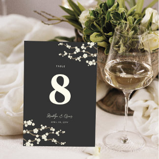 Numéro De Table Crème Sakura Cerry Blossoms Élégant Mariage asiati