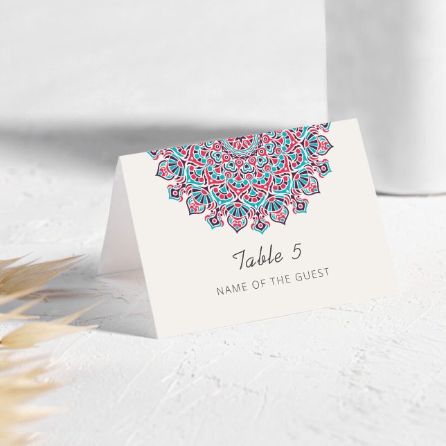 Numéro De Table Crescent Moon Mandala Wedding Place Card (Créateur téléchargé)