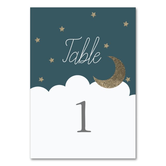 Numéro De Table Crescent Moon & Stars Marine Blue Table Numéro (Par défaut)