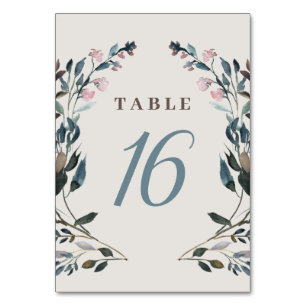 Numéro De Table Crest jardin Eggshell Floral Blue Mariage