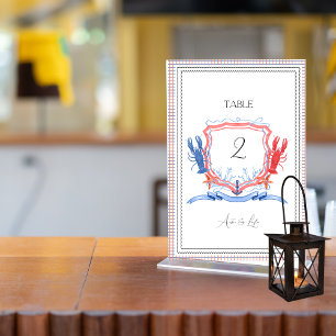 Numéro De Table Crête marine avec homard