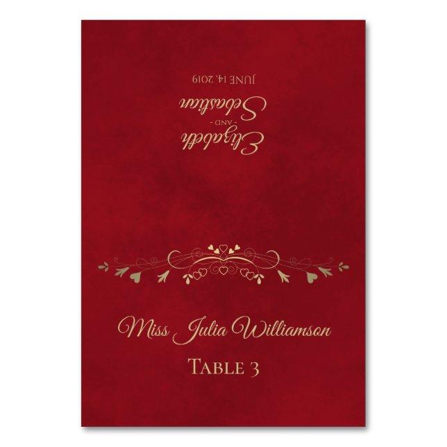 Numéro De Table Crimson Red & Gold Mariage do-it-yourself Plier Pl (Par défaut)