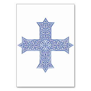 Numéro De Table Croix copte d'art en Lapis Bleu Premium