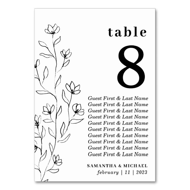Numéro De Table Croquis floral botanique Siège transparent (Par défaut)