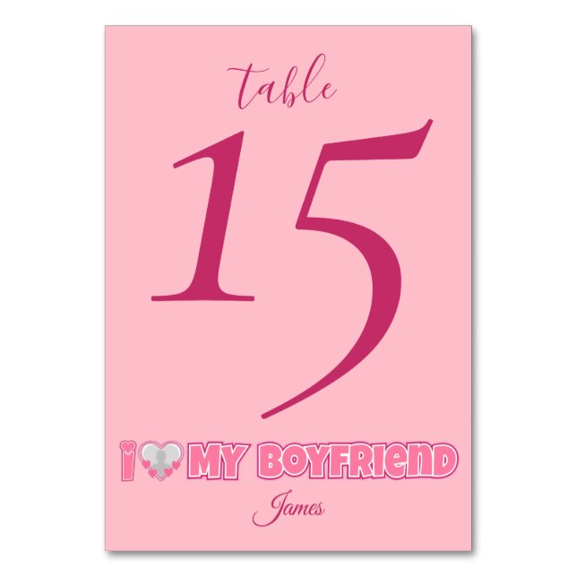 Numéro De Table Custom I Love My Boyfriend - Ajouter photo et nom (Par défaut)