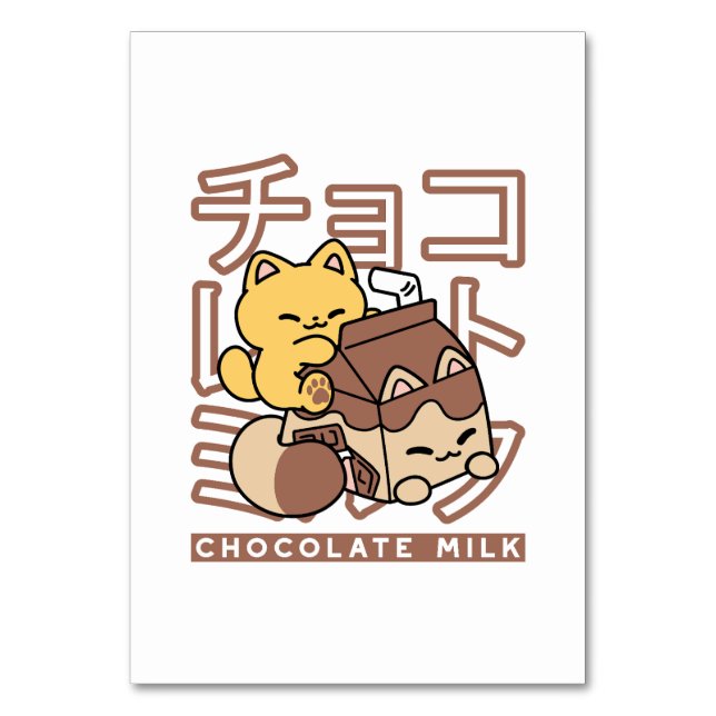 Numéro De Table Cute Chat Riding Chocolat Lait Carton Kawaii Art (Par défaut)