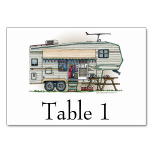 Numéro De Table Cute RV Camper 5e roues Vintage Trailer de voyage