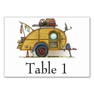 Numéro De Table Cute RV Teardrop Camper Vintage Travel Trailer
