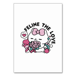 Numéro De Table Cute Valentine's Cat Design - Feline the Love