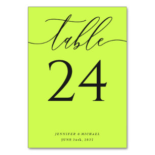 Numéro De Table Cyber Lime Jet Black Simple Élégant Siège
