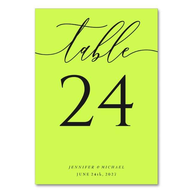 Numéro De Table Cyber Lime Jet Black Simple Élégant Siège (Par défaut)