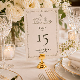 Numéro De Table Cygne Élégant | Mariage Vieille Fortune