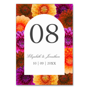 Numéro De Table Dahlia Mariage d'automne