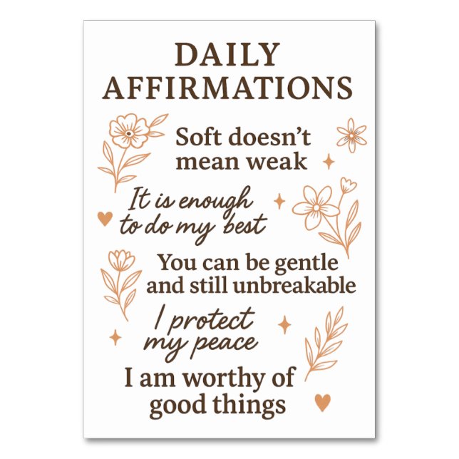 Numéro De Table Daily Mental Health Reminder  | Self Love Healing  (Par défaut)