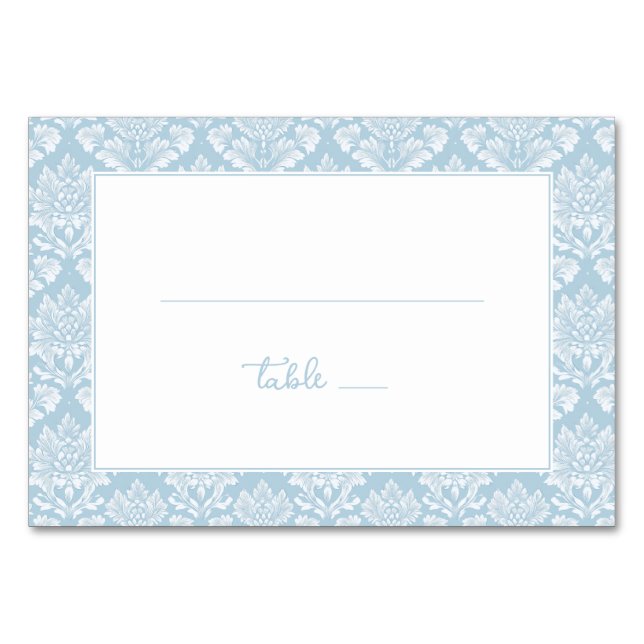 Numéro De Table Damas bleu clair élégant (Devant)
