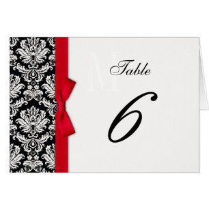 Numéro de table Damas de la Bow rouge