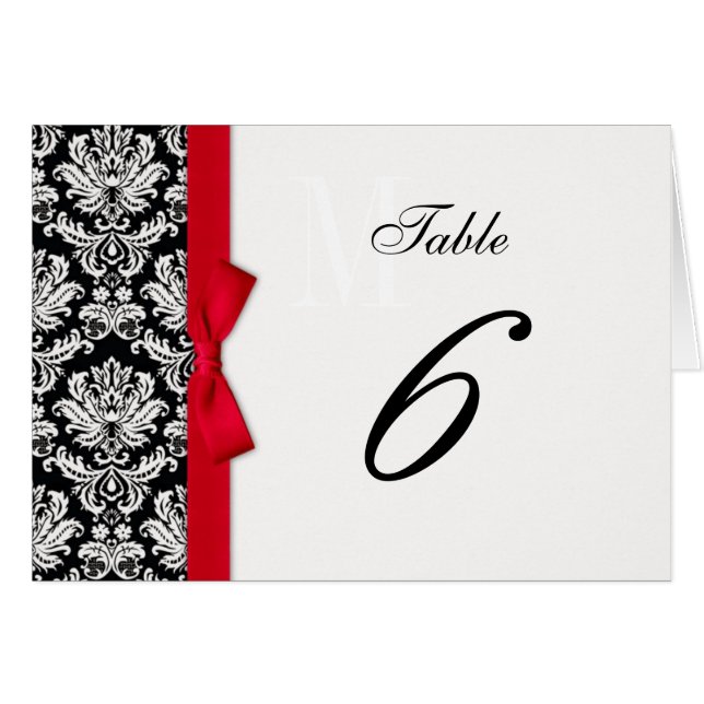 Numéro de table Damas de la Bow rouge (Devant horizontal)