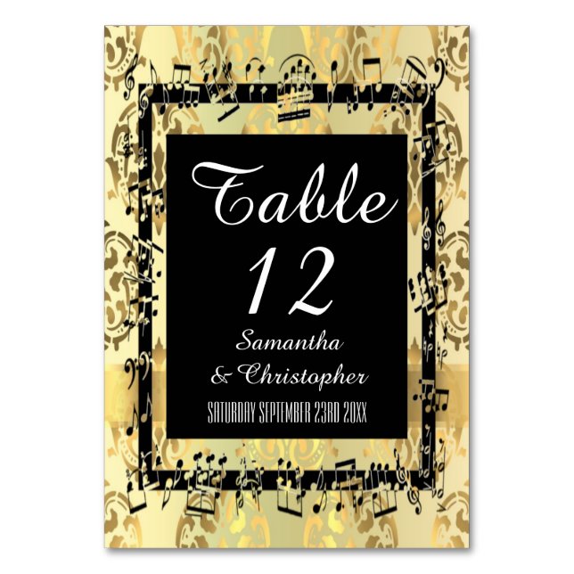 Numéro De Table Damas d'or et noir (Par défaut)