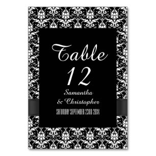 Numéro De Table damas gothique noir et blanc