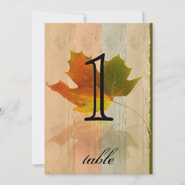 Numéro de table d'anniversaire de feuille d'érable (Devant)