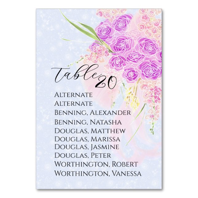 Numéro De Table Dans le bouquet à ruban rose doux bleu  (Par défaut)