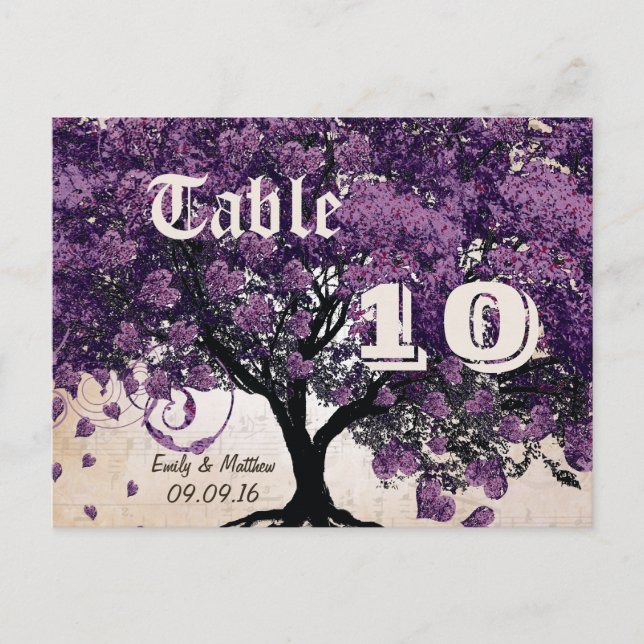 Numéro de table d'arbre à feuilles en forme de cœu (Devant)
