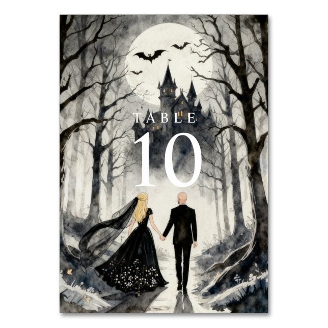 Numéro De Table Dark Enchanted Gothic Spooky Wedding Couple Forest (Par défaut)