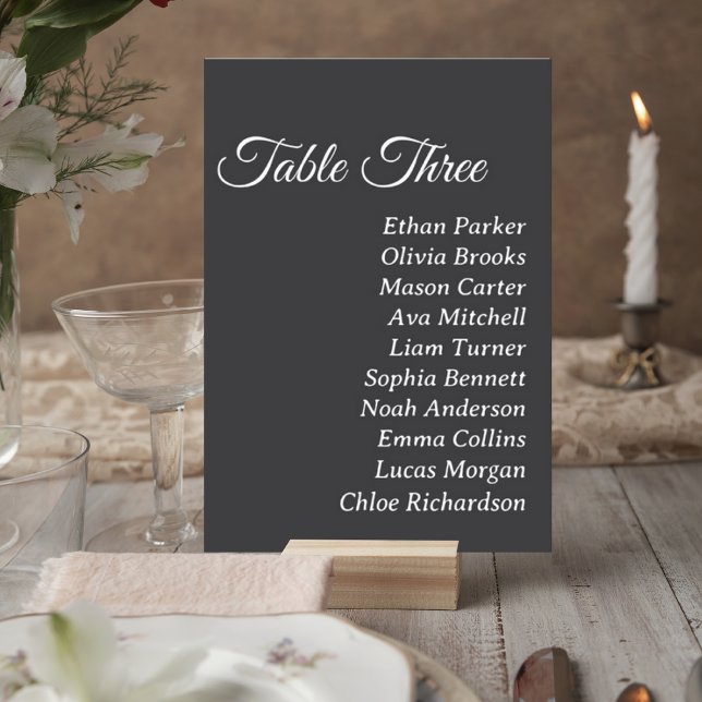 Numéro De Table Dark Gray Wedding Table Number Card (Créateur téléchargé)