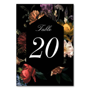 Numéro De Table Dark Moody Romantique Hollandais Floral Mariage