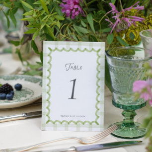 Numéro de table de Baby Shower Gingham Vert Fantai