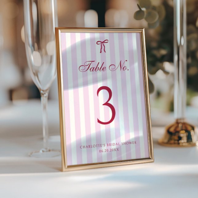 Numéro de table de Baby Shower Rose à rayures prép (Créateur téléchargé)