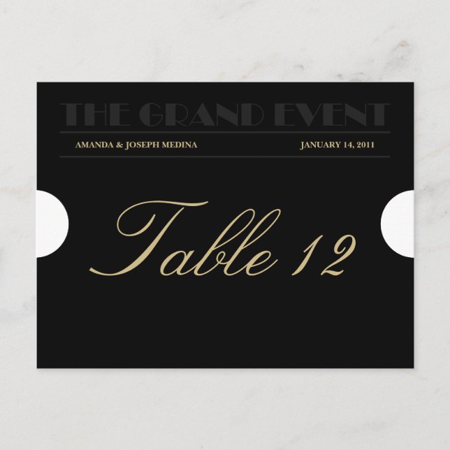 Numéro de table de billet d'entrée Carte postale (Devant)