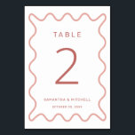 Numéro de table de bordure rose<br><div class="desc">Conçu pour se coordonner avec notre collection Wavy Border, ce numéro de table moderne comprend la bordure ondulée tendance et populaire en rose sur arrière - plan blanc. Si vous voulez attirer l'attention de votre client avec une pop de couleur sur votre panneau de table tendance, cette suite est parfaite...</div>