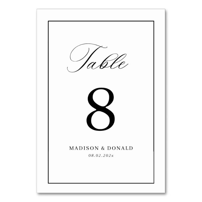 Numéro de table de calligraphie à cadre noir simpl (Par défaut)