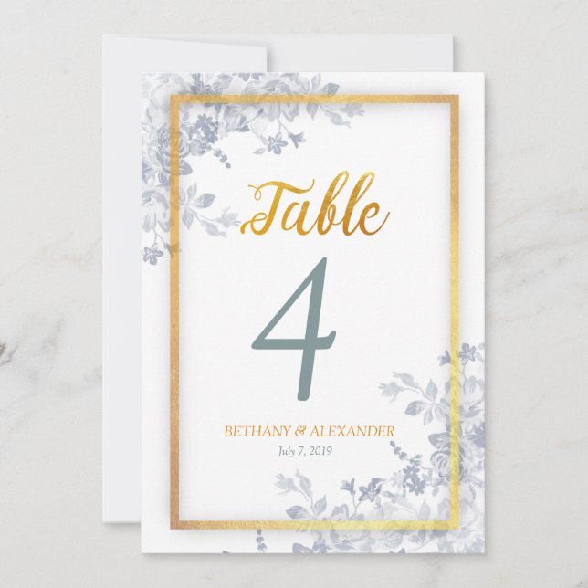 Numéro de table de calligraphie avec cadre doré Fl (Devant)