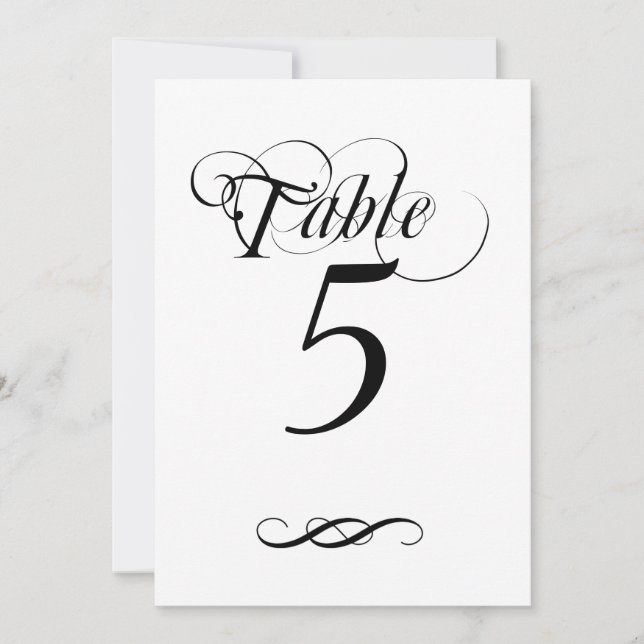 Numéro de table de calligraphie élégant (Devant)